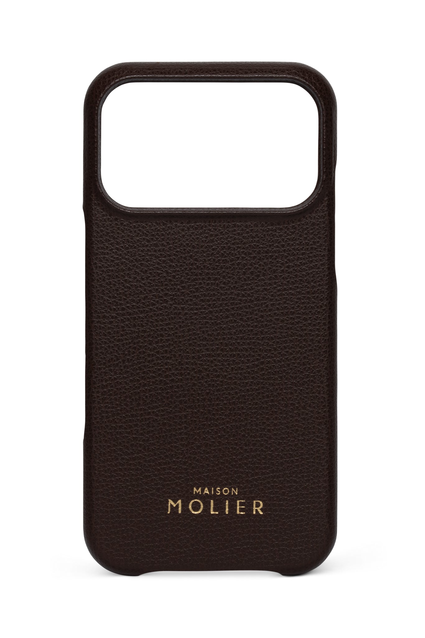 Black phone case with 'Maison Molier' branding on a white background